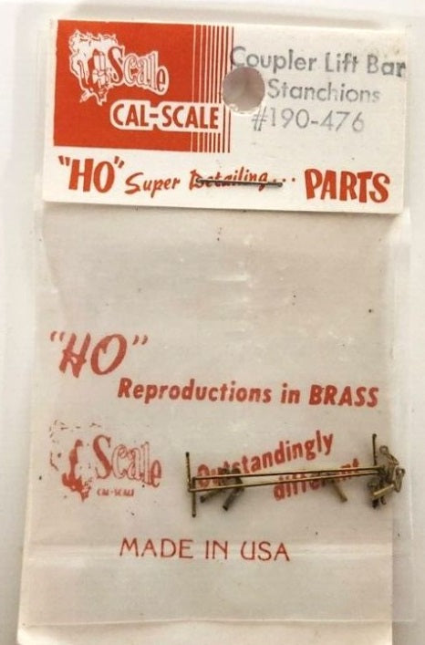 Cal Scale 190-476 HO Scale Coupler Lift Bar and Stanchions Brass Kit