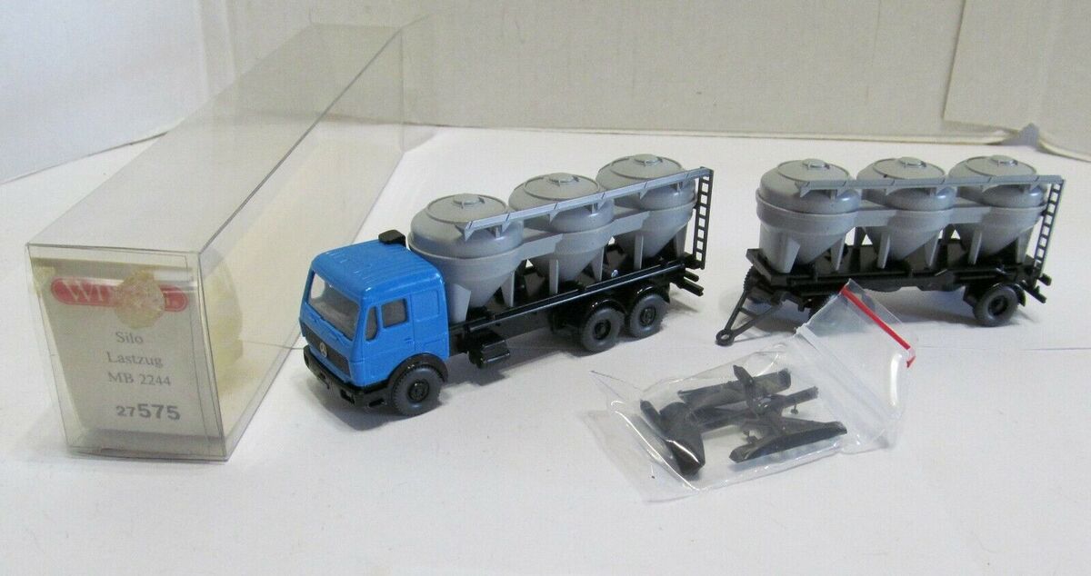 Wiking 27575 HO Scale Silo Lastzug MB 2244 Double Tractor Trailer Plastic Model