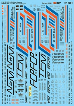 Microscale 87-1384 HO NdeM, FCP Cylindrical Hoppers Decal Sheet