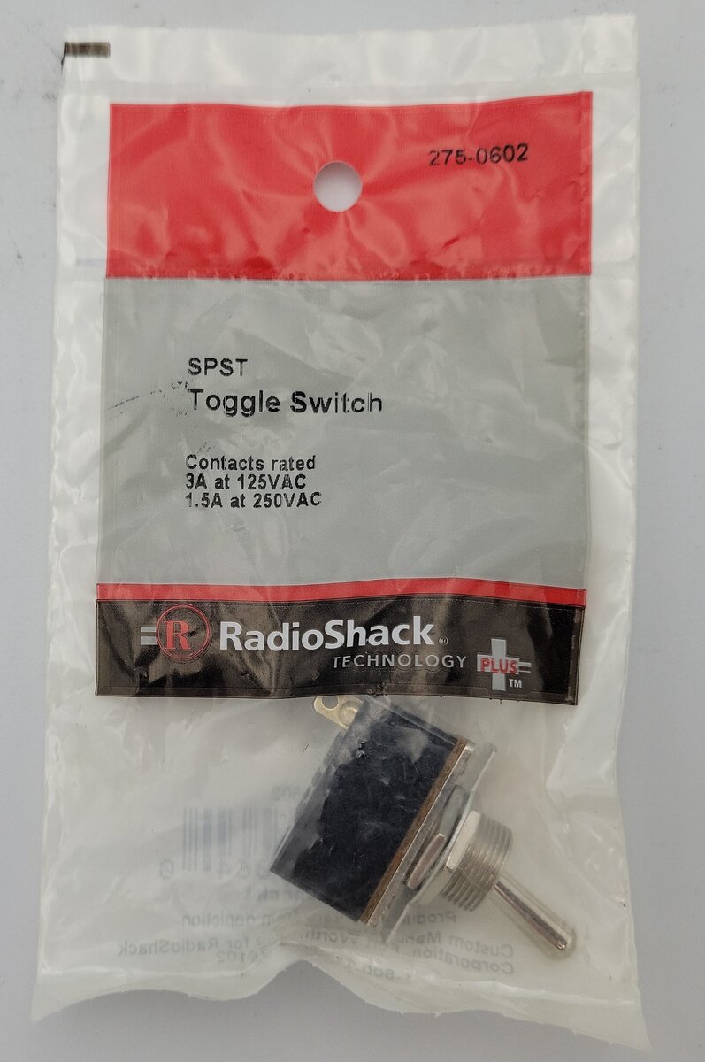 Radio Shack 275-602 SPST Contact Rated 3A at 125VAC Toggle Switch