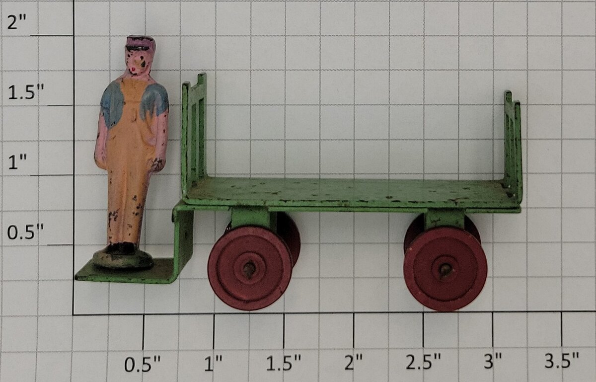American Flyer 586A-1X3 Baggage Cart w/ Red Wheels and Porter Figure