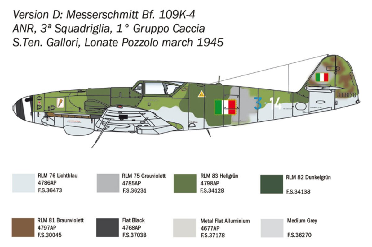 Italeri 2805 1:48 Messerschmitt Bf 109 K-4 Military Aircraft Plane Model Kit