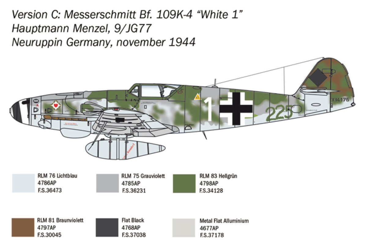 Italeri 2805 1:48 Messerschmitt Bf 109 K-4 Military Aircraft Plane Model Kit