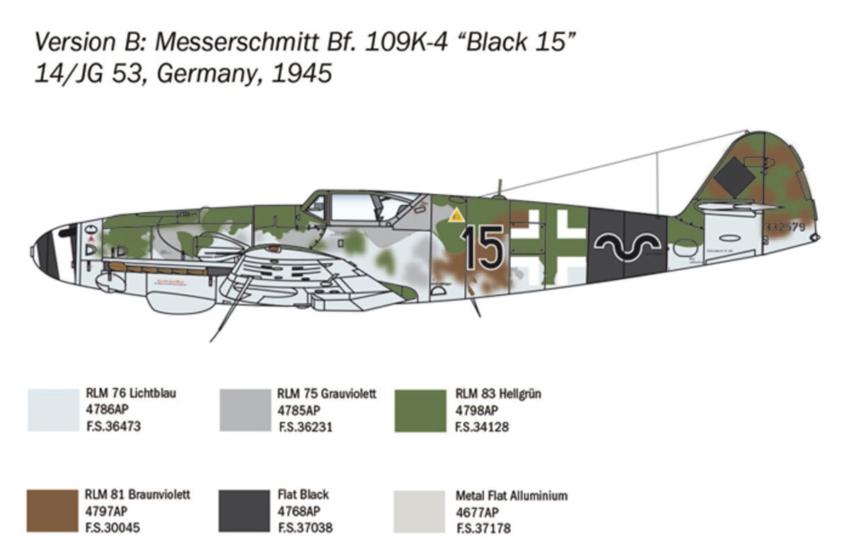 Italeri 2805 1:48 Messerschmitt Bf 109 K-4 Military Aircraft Plane Model Kit