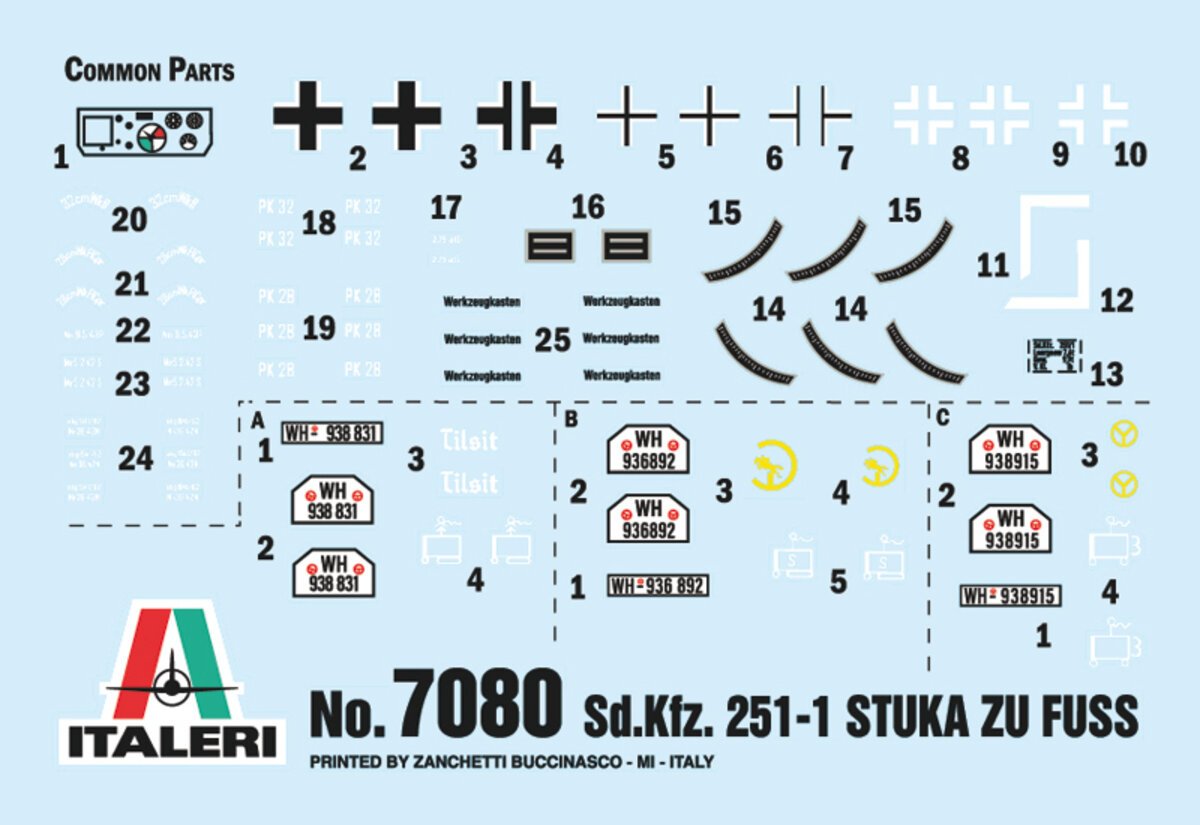 Italeri 7080 1:72 Sd. Kfz. 251/1 Wurfrahmen 40 Stuka zu Fuss Military Tank Kit