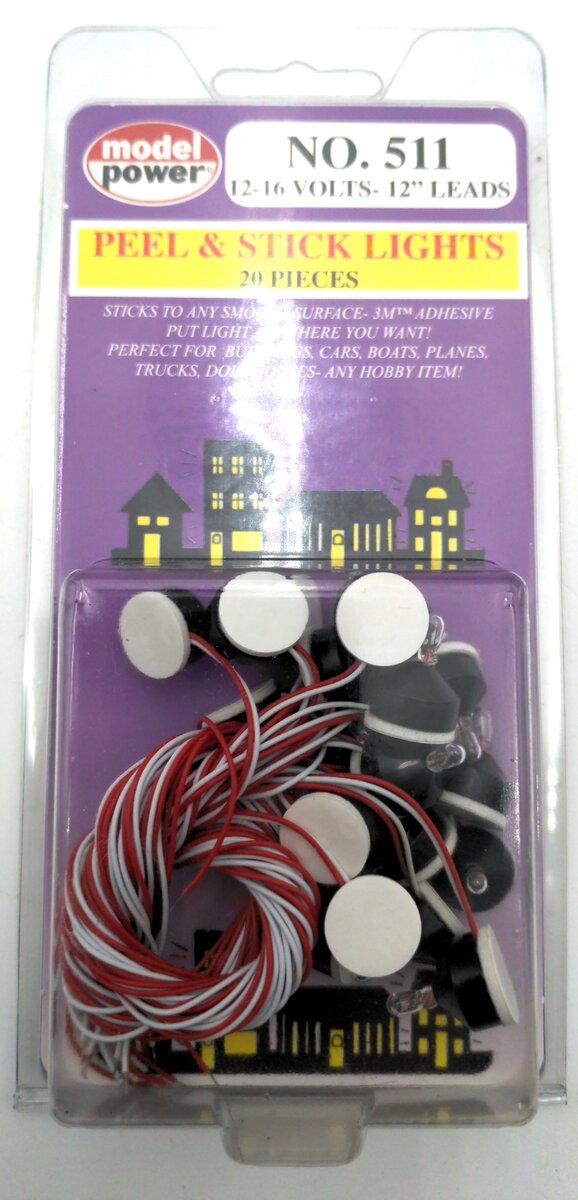 Model Power 511 12-16 Volts 12" Leads Peel and Stick Lights (Pack of 20)