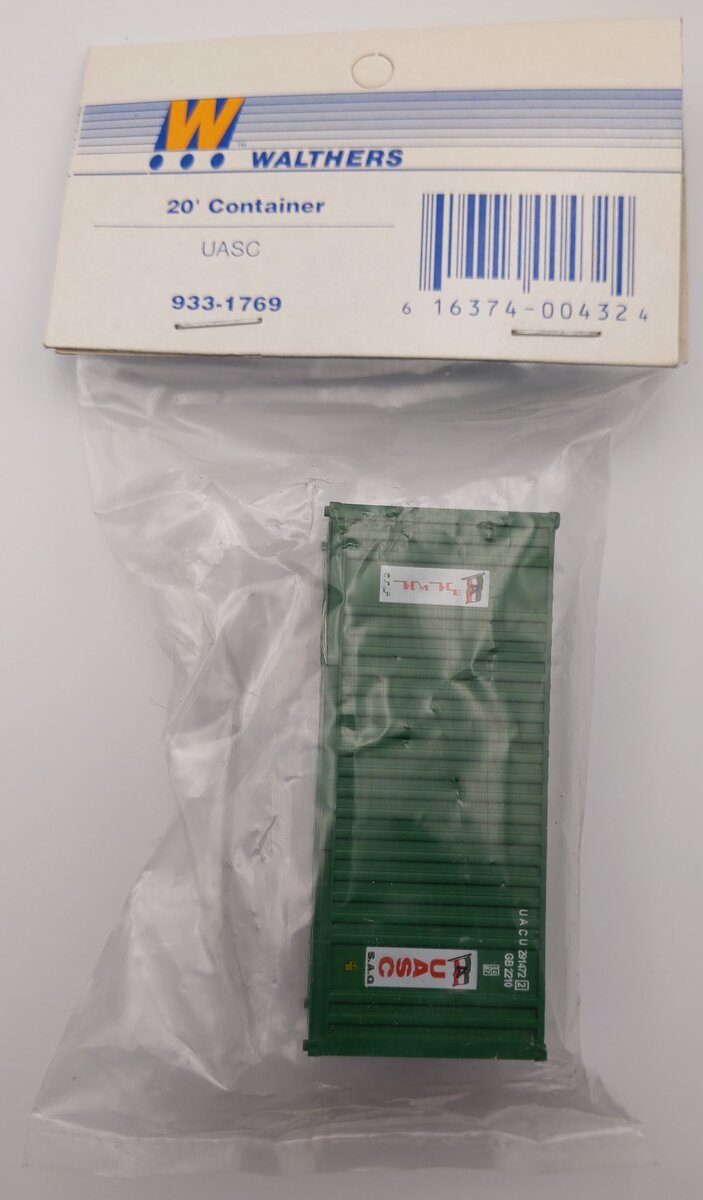Walthers 933-1769 HO Scale Plastic 20' Container - UASC