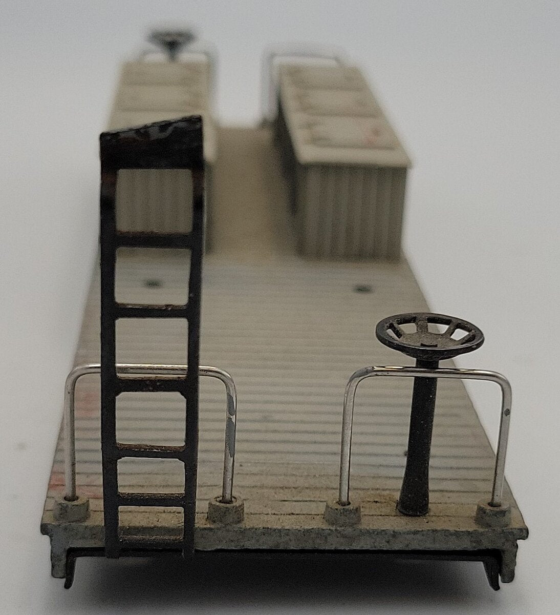 Lionel 2419-2 Cast Gray Flat Car Frame w/ Tool Boxes ,Broken Steps & Bent Ladder
