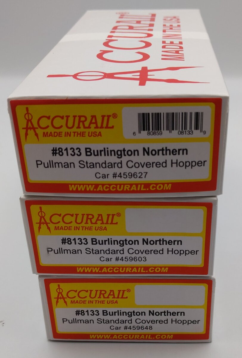 Accurail 8133 HO Burlington Northern Pullman Covered Hopper Kit 3-Pck