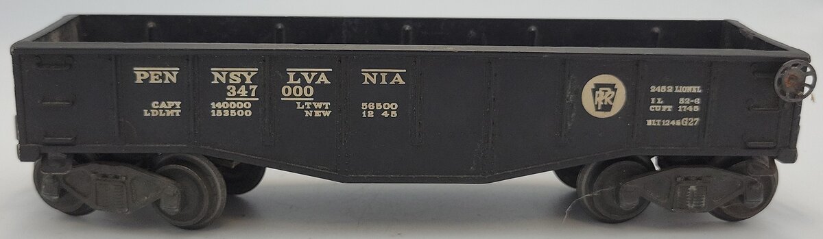 Lionel 2452 O Gauge Black Pennsylvania Gondola with Operating Trucks & Couplers