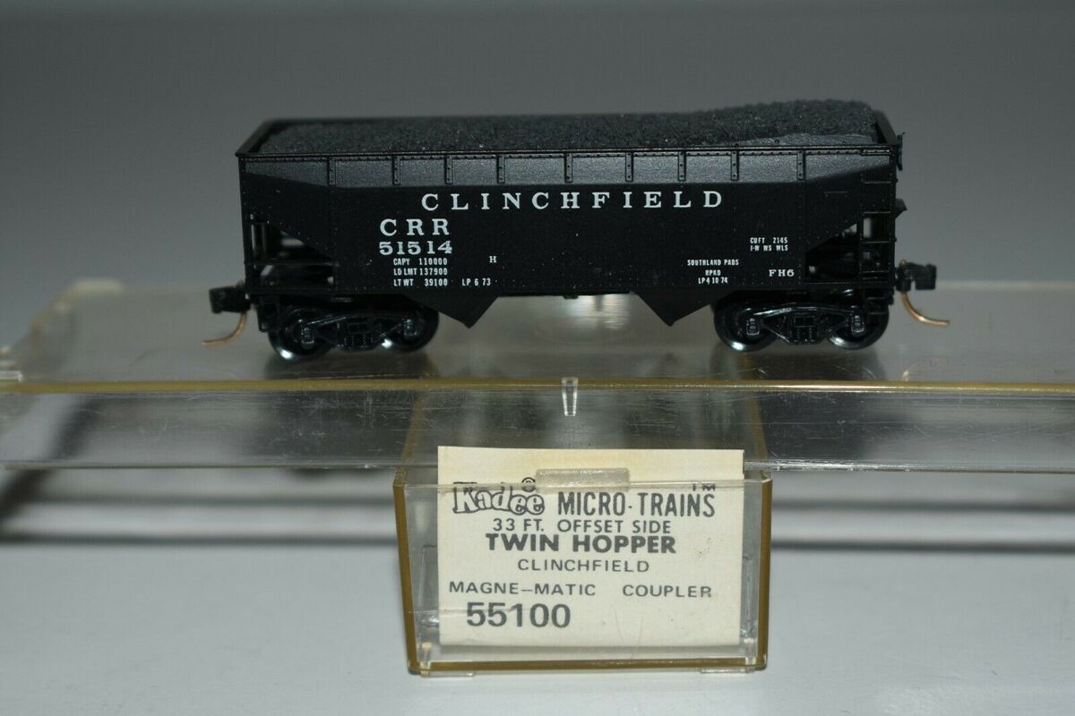 Micro-Trains 05500100 N Clinchfield 33' Twin Bay Offset Side Hopper #51514