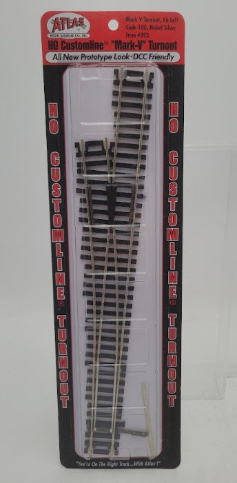 Atlas 0393 HO Scale #6 Left Customline Code 100 Mark V Turnout Nickel Silver