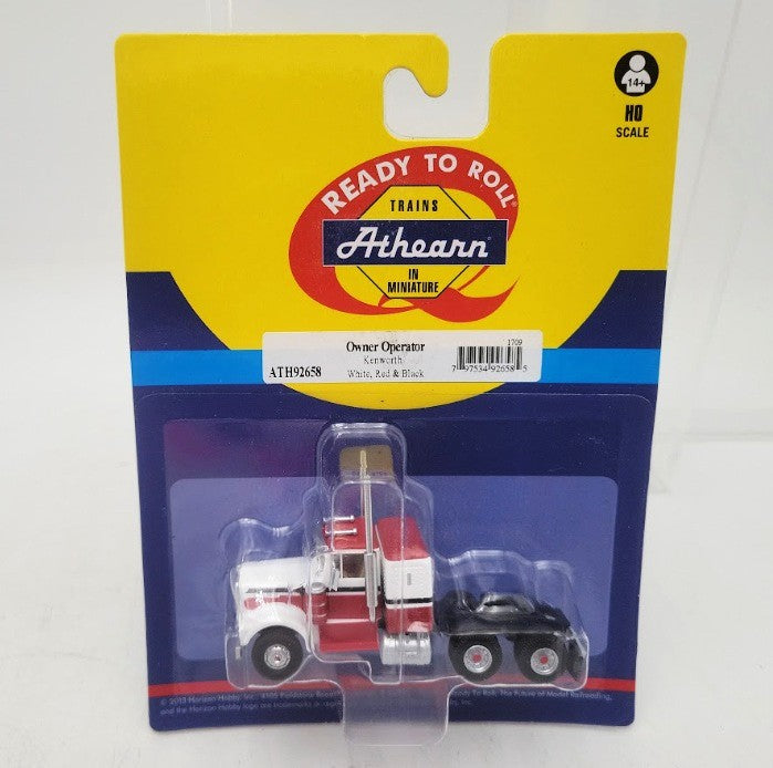 Athearn 92658 HO Scale RTR Red/White/Black Owner Operator Kenworth Tractor
