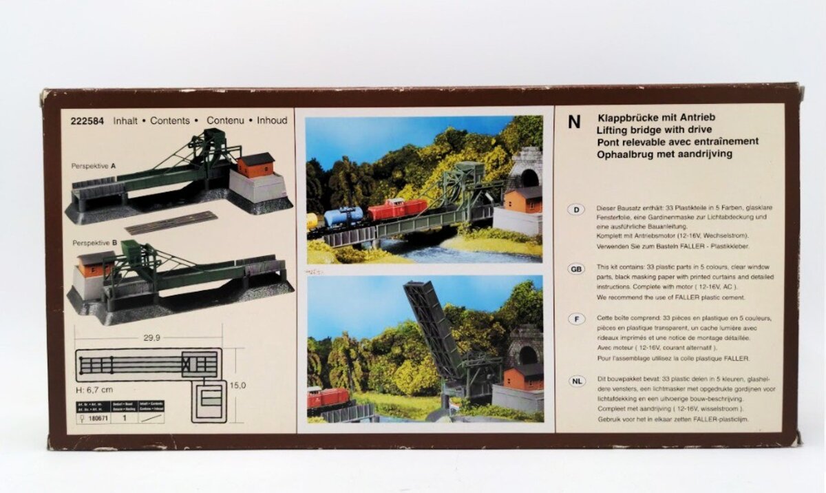 Faller 222584 N Scale Lifting Bridge With Drive Plastic Model Kit
