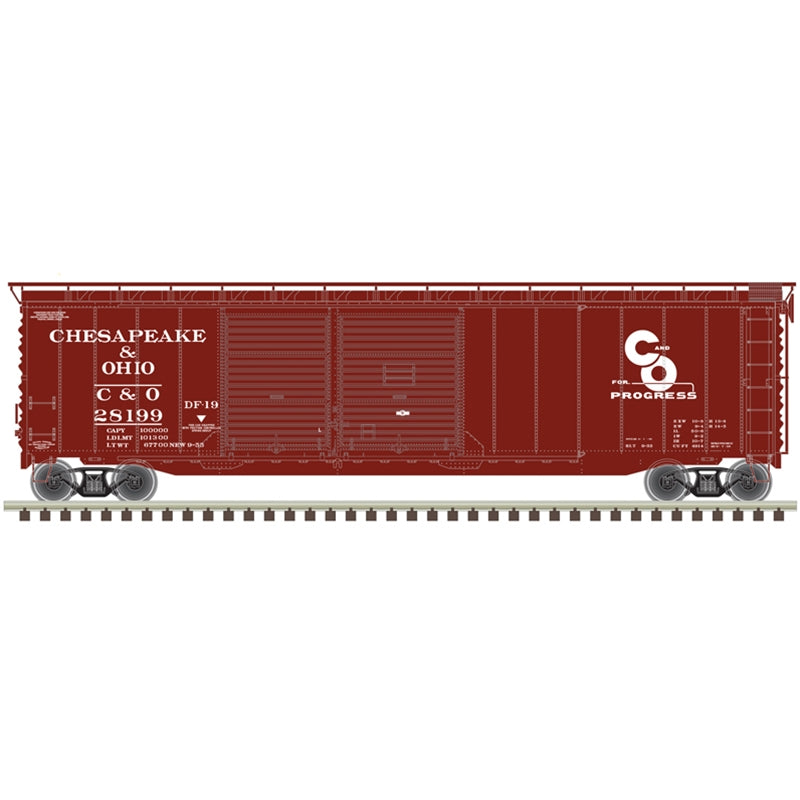 Atlas 20006575 HO Chesapeake & Ohio 50' Postwar Double Door Boxcar #28199