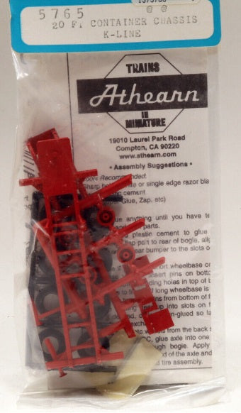 Athearn 5765 HO Scale 20 FT Container Chassis K-Line Kit