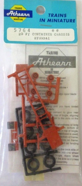 Athearn 5764 HO Scale Hyundai 20' Container Chassis Plastic Kit