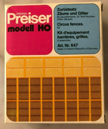 Preiser 647 HO Scale Circus Fences Plastic Model Building Kit