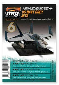 Mig Jimenez 7419 Air Weathering Set US Navy Grey Jets 3 Jars 35ML