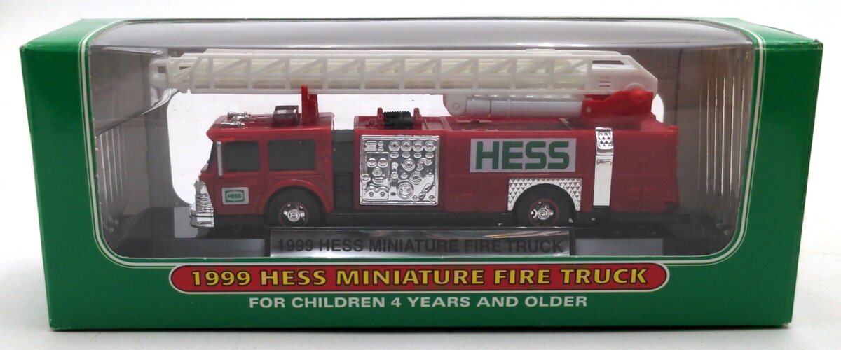 Hess 1999 1:64 Scale Red Miniature Fire Truck W/Ladder & Display Stand