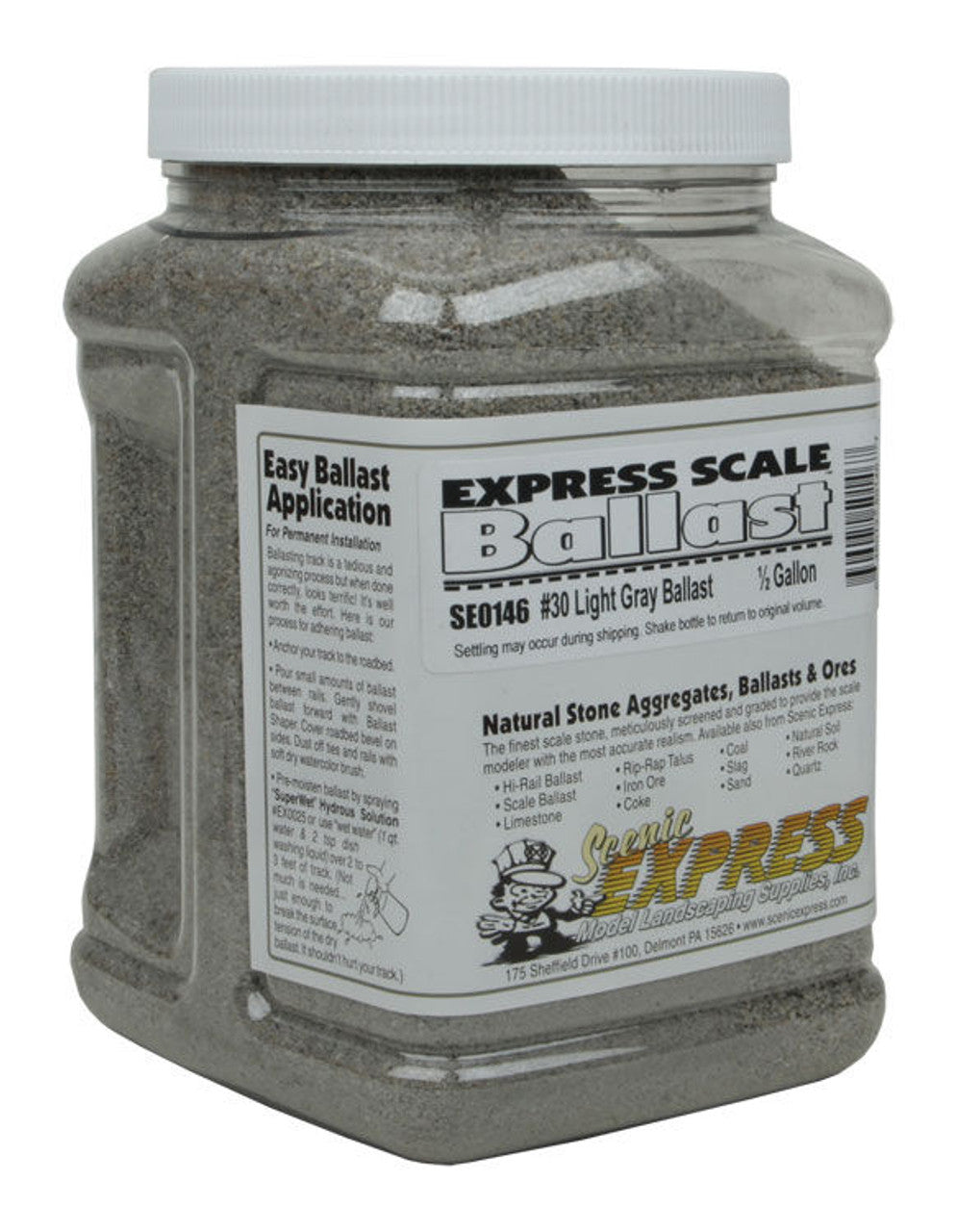 Scenic Express SE0146 HO #30 Light Gray Ballast - 1/2 Gallon Gripper Jug