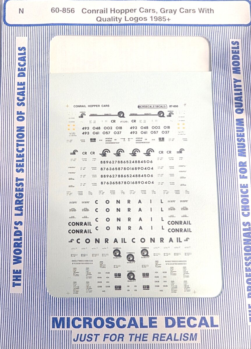 Microscale 60-856 1985+ Gray Conrail Hopper Cars w/ Quality Logos Decal Sheet