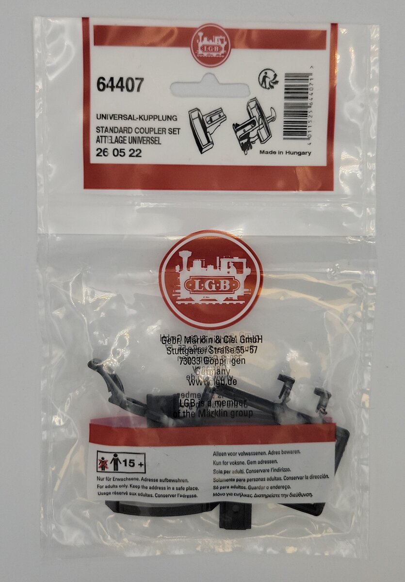 LGB 64407 G Gauge Hook and Loop Coupler Set without Screws in Factory Package