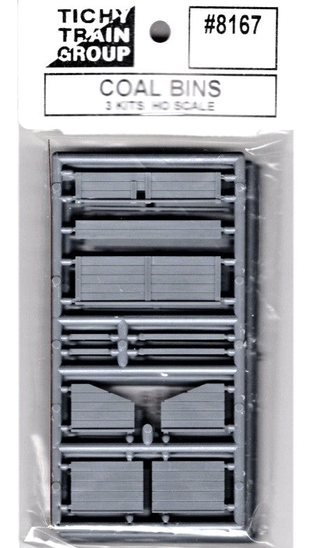 Tichy 8167 HO Scale Coal Bins Gray Styrene Kit (Pack of 3)