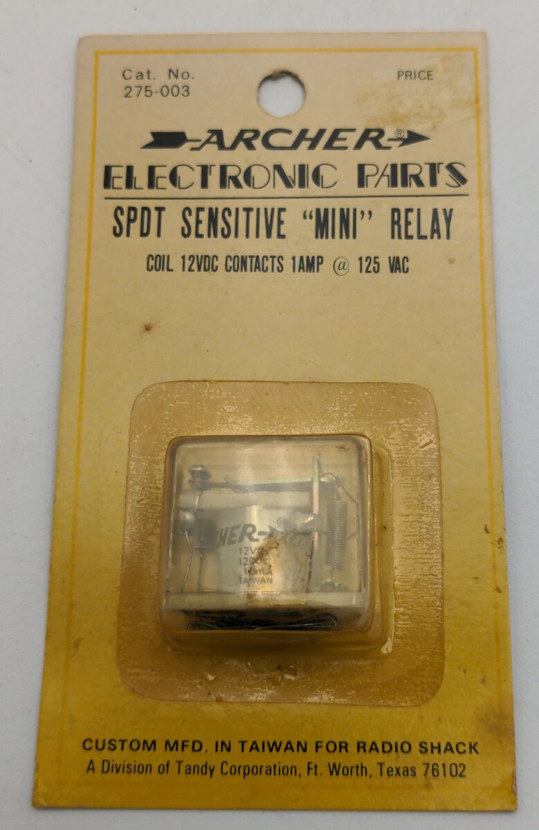 Radio Shack 275-003 SPDT Sensitive "Mini" Relay Coil 12VDC Contacts 1A @ 125VAC