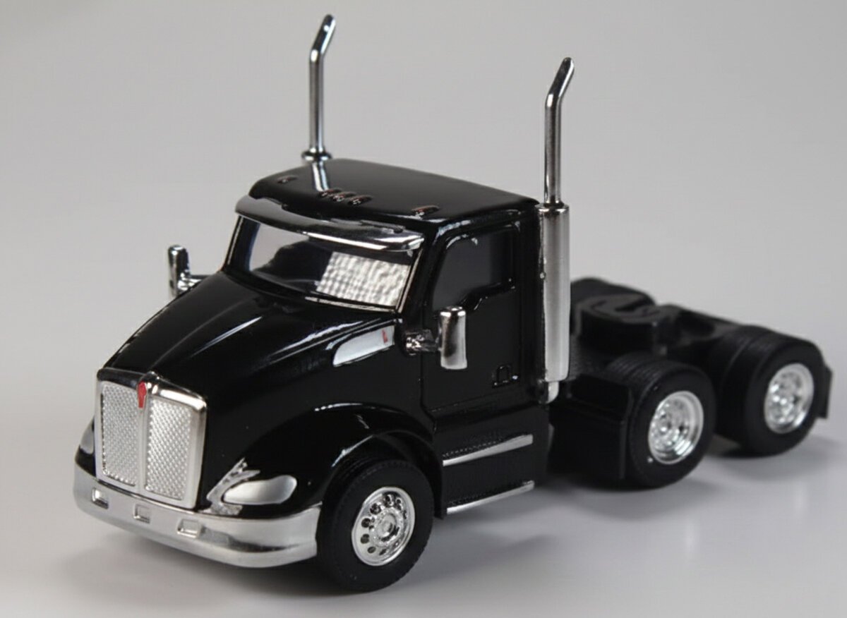 Herpa 410684 HO Black Kenworth T680 3-Axle Day-Cab Tractor Only (Pack of 2)