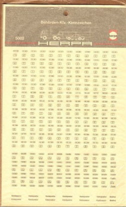Herpa 5002 Behorden-KFZ Kennzeichen Decals