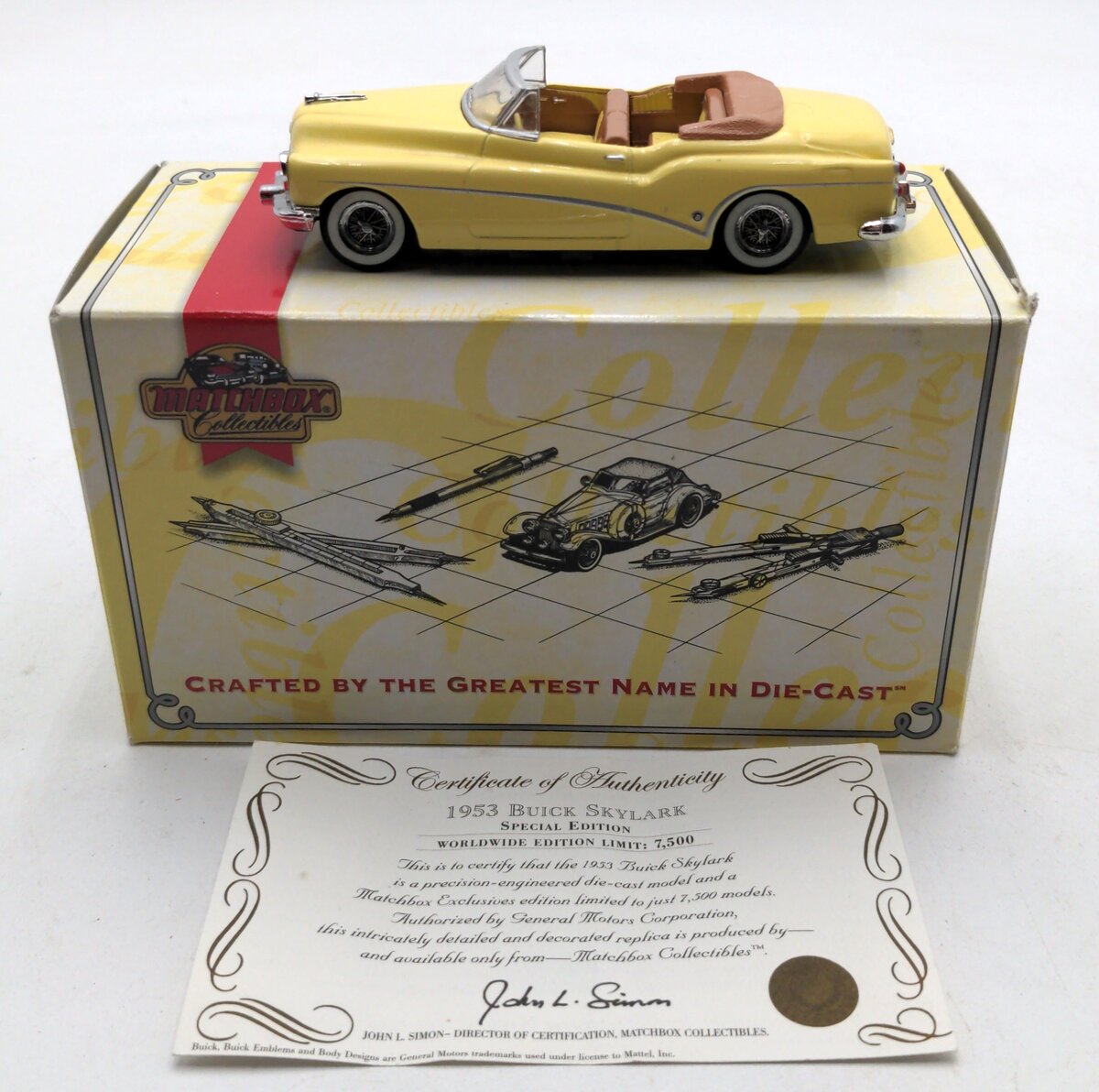Matchbox DYG04-M 1:43 Yellow 1953 Buick Skylark Oldies But Goodies W/Certificate