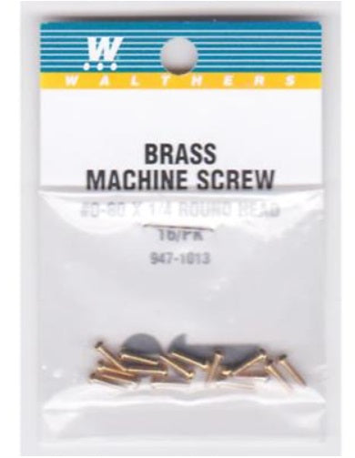 Walthers 947-1013 Brass Machine Screw #0-80 x 1/4 Round Head (Pack of 16)