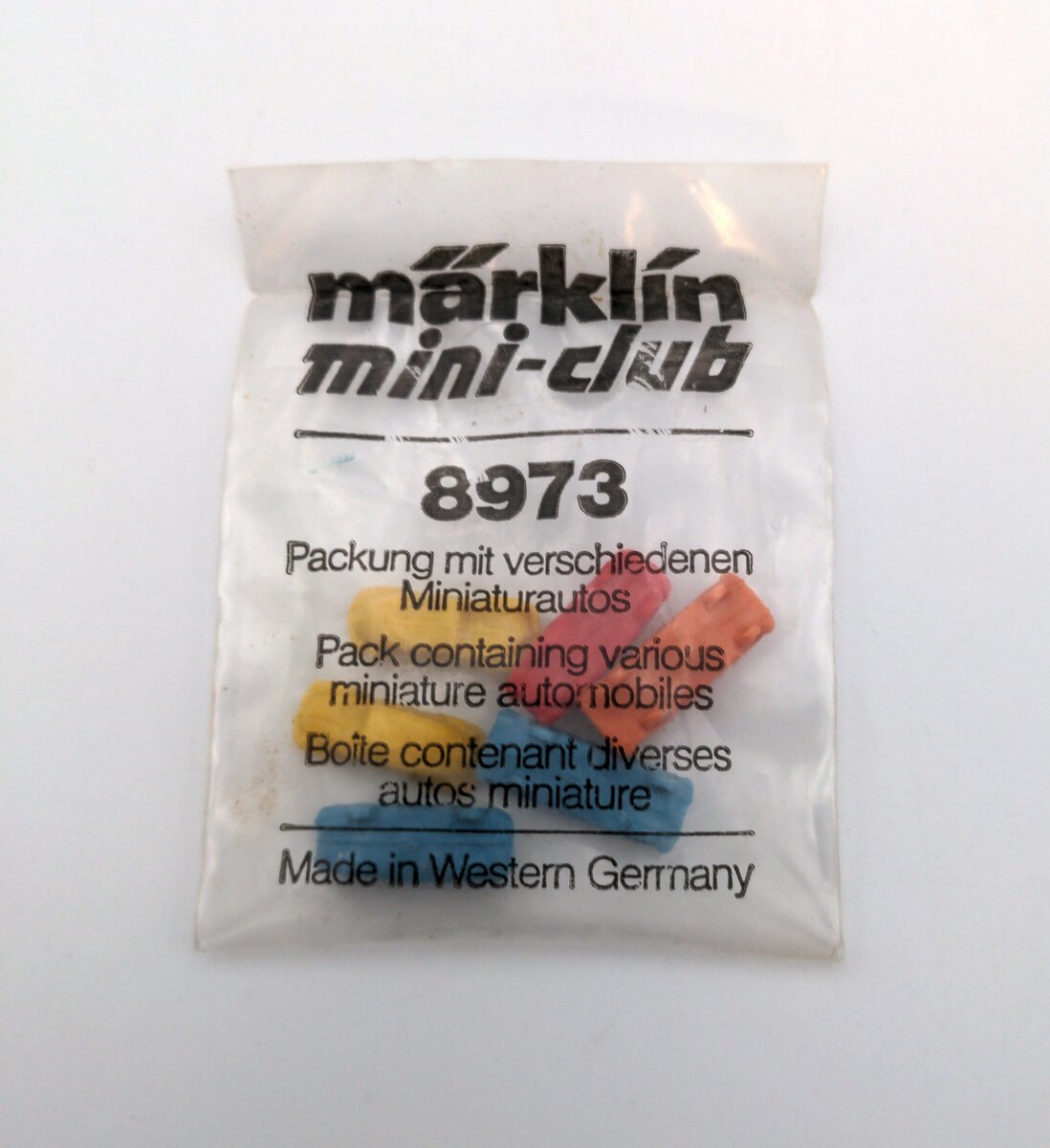 Marklin 8973 Z Scale Mini Club Assorted Colors Plastic Cars (Pack of 6)