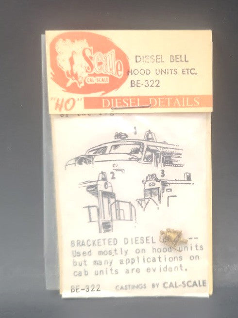 Cal Scale BE-322 HO Scale Bracketed Diesel Bell Brass Part