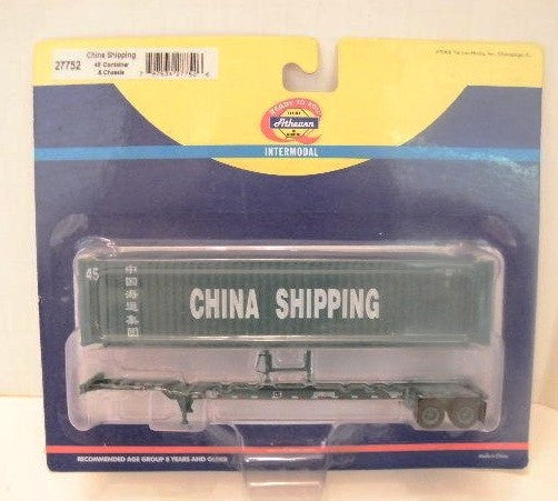 Athearn 27752 HO Scale RTR China Shipping Intermodal 45'' Container & Chassis