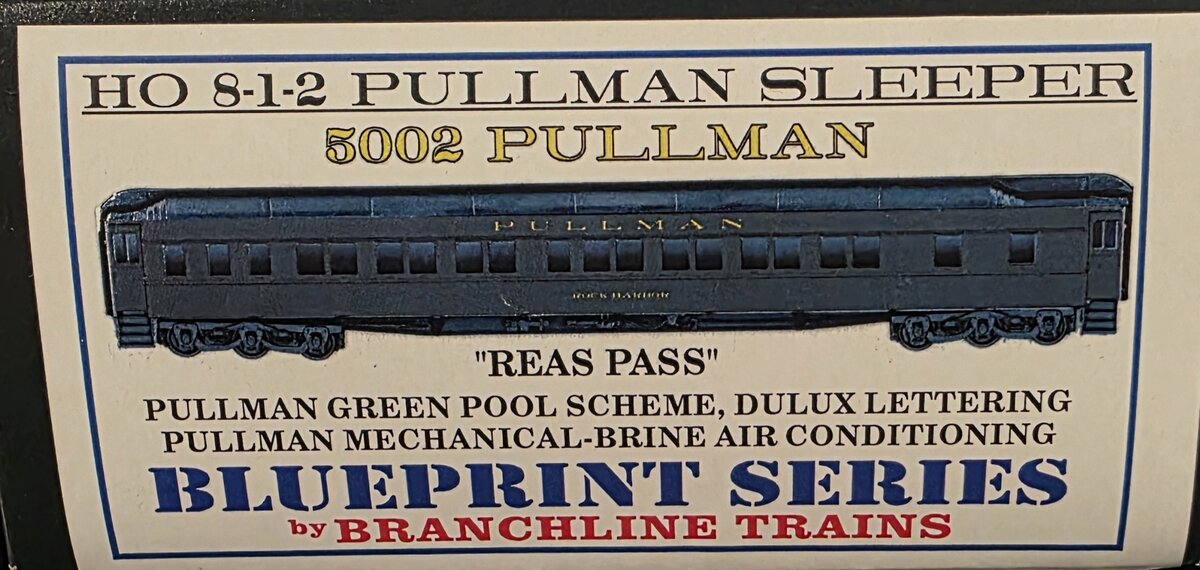 Branchline Trains 5002 HO Reas Pass Pullman Passenger Car Kit