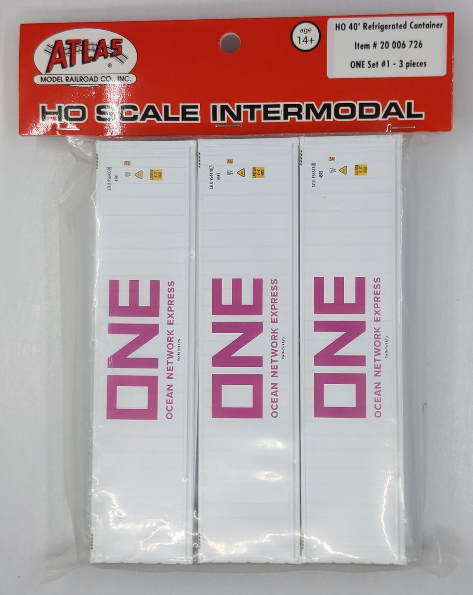 Atlas 20006726 HO Scale ONE Set #1 40' Refrigerator Containers (Pack of 3)