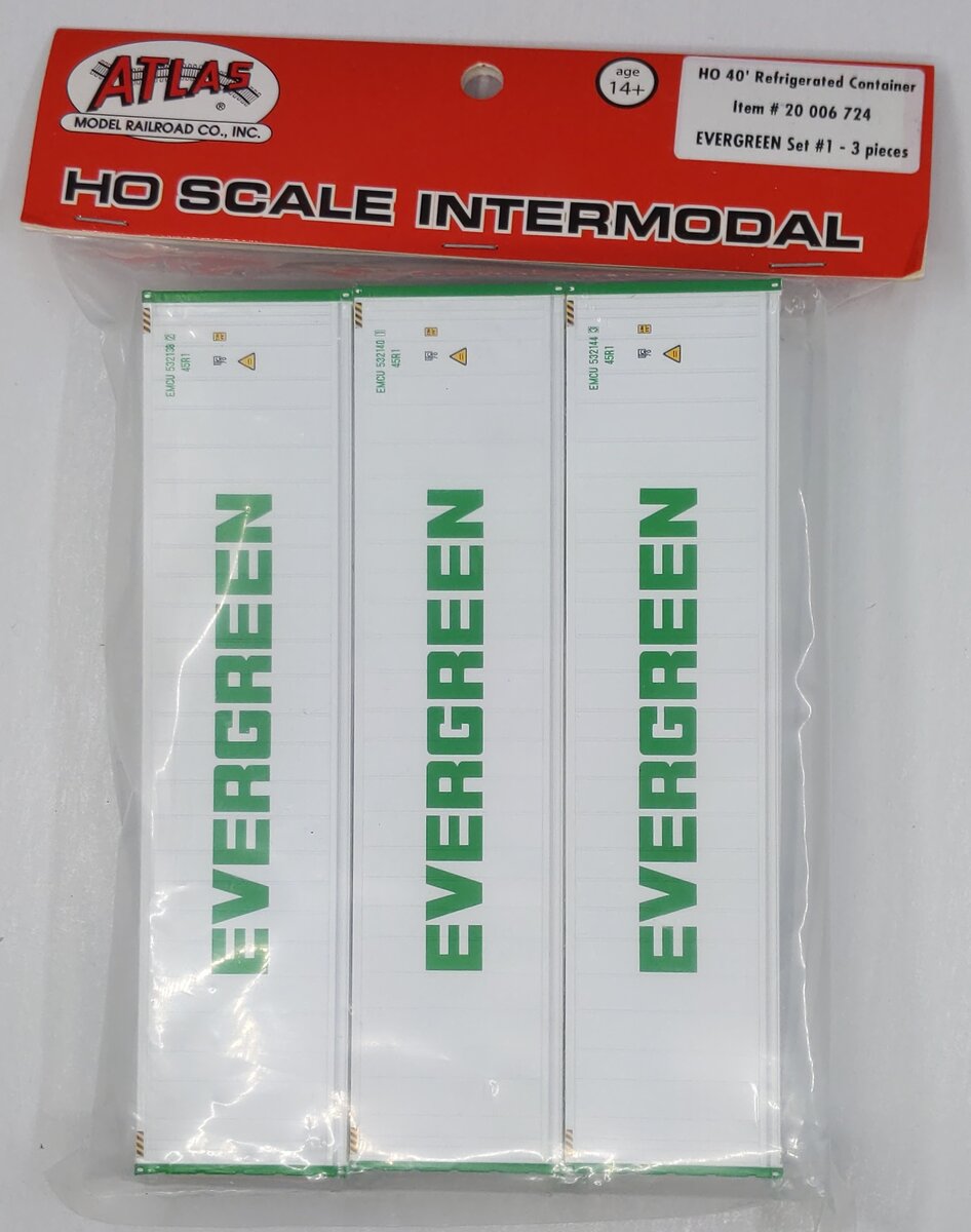 Atlas 20006724 HO Scale Evergreen Set #1 40' Refrigerator Containers (Pack of 3)