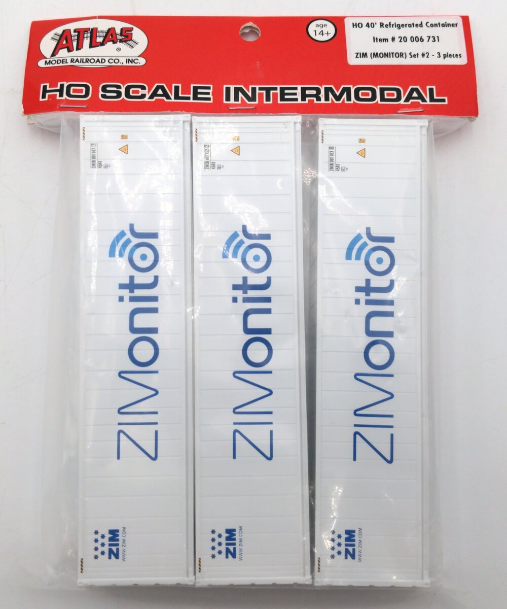 Atlas 20006731 HO Scale 40' Refrigerated Container ZIM Set 2 (Pack of 3)