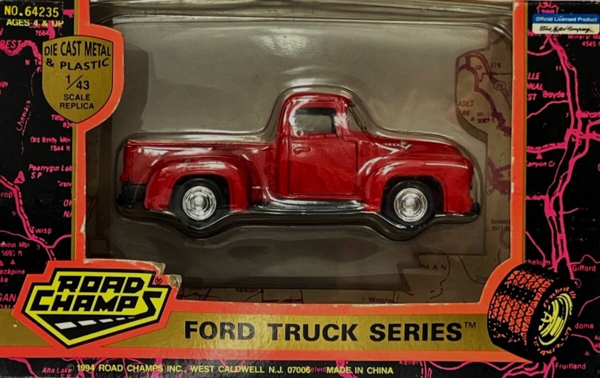 Road Champs 64235 1:43 Scale Red F-100 Ford Truck Series Die Cast Metal