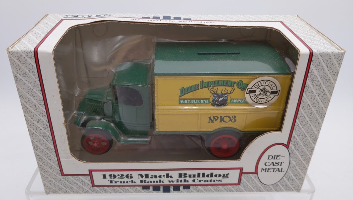 Ertl 9047 1:34 Deere Implement 1926 Mack Bulldog Truck Bank with Crates No. 103