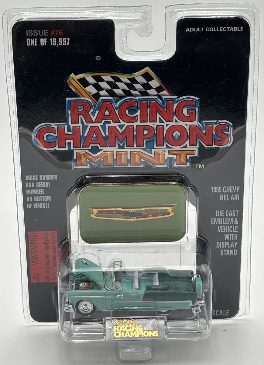 Racing Champions 08100-08135 1:60 Scale #76 Mint/Green 1955 Chevy Bel Air Car