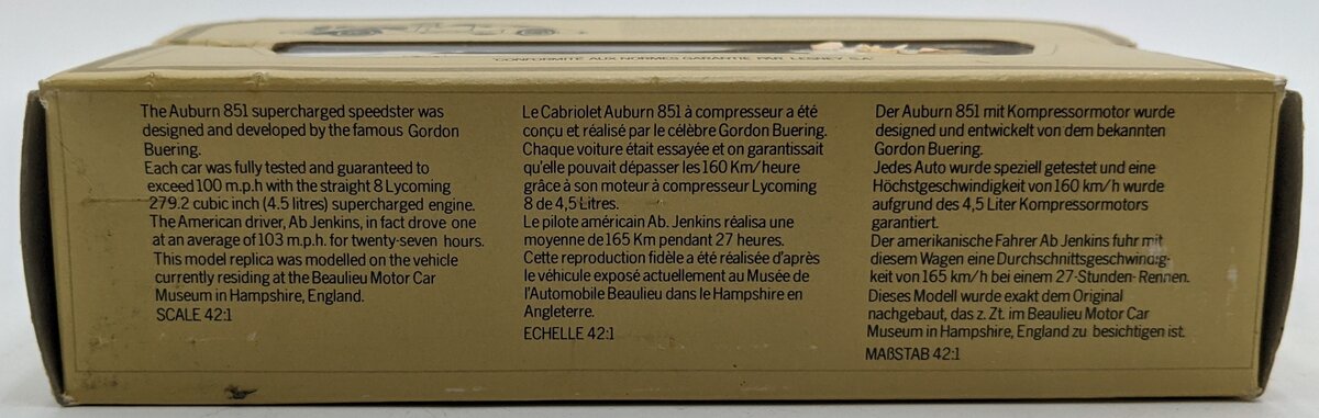Matchbox Y-19 42:1 Models of Yesteryear 1935 Auburn 851 Cream Convertible