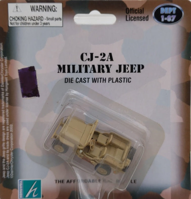 Hongwell 2112 1:87 Dept 1-87 Military Jeep CJ-2A Diecast With Plastic Parts