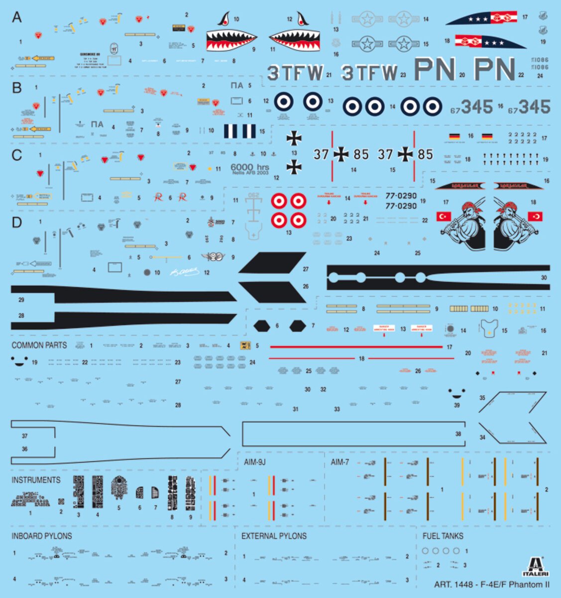 Italeri 1448 1:72 F4™E/F Phantom II™ Fighter Military Aircraft Plane Model Kit