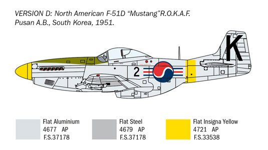Italeri 1452 1:72 North American F-51D Mustang War Military Aircraft Plane Kit