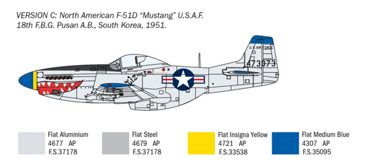 Italeri 1452 1:72 North American F-51D Mustang War Military Aircraft Plane Kit