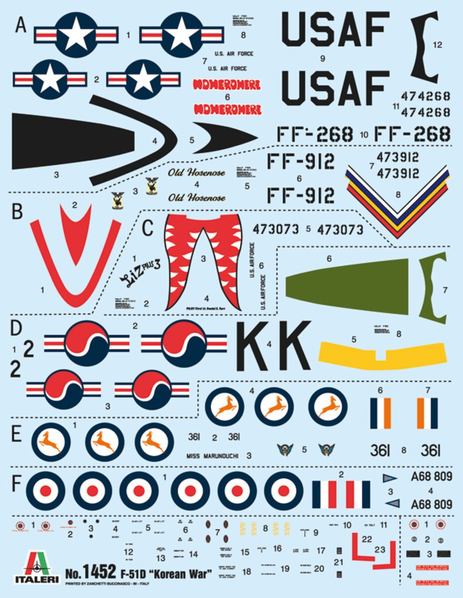 Italeri 1452 1:72 North American F-51D Mustang War Military Aircraft Plane Kit