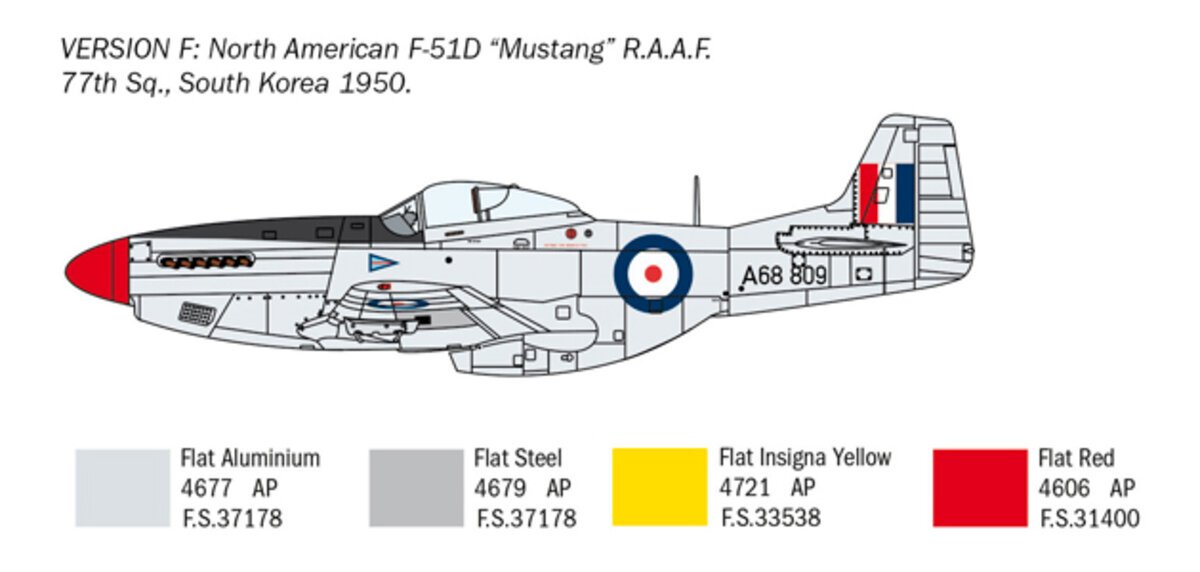 Italeri 1452 1:72 North American F-51D Mustang War Military Aircraft Plane Kit
